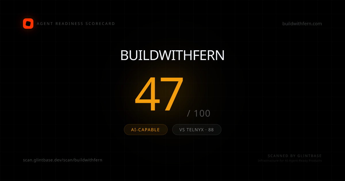Buildwithfern Agent Readiness scorecard — 47/100