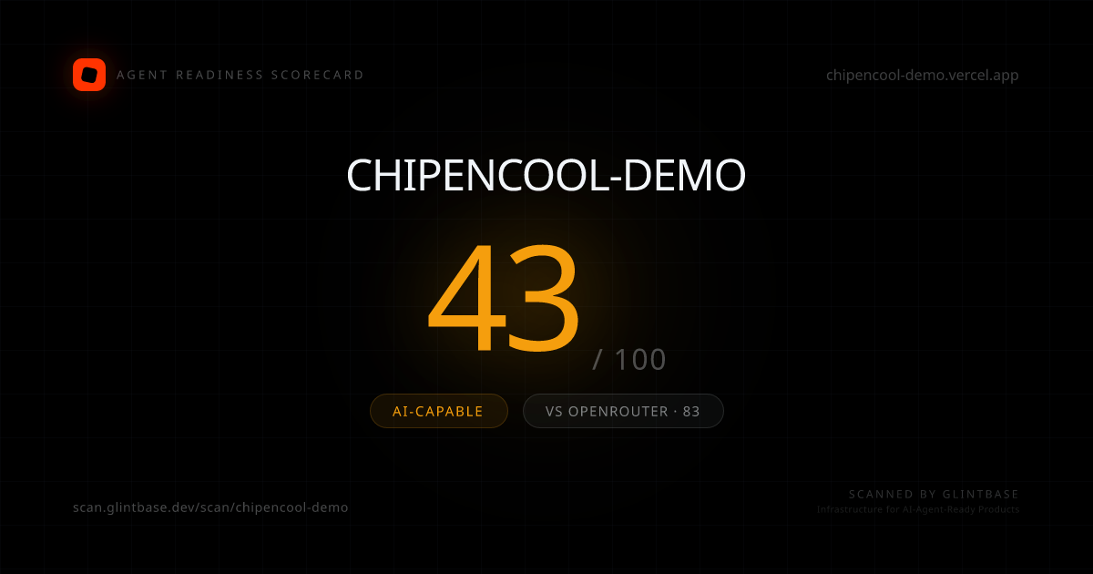 Chipencool-demo Agent Readiness scorecard — 43/100