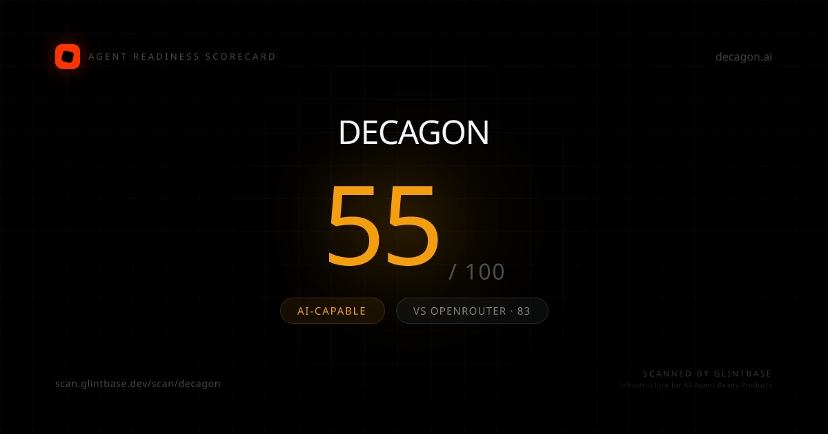 Decagon Agent Readiness scorecard — 55/100