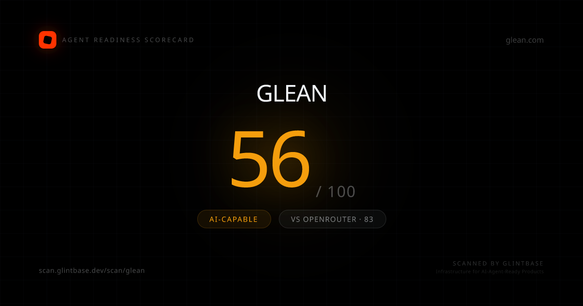 Glean Agent Readiness scorecard — 56/100