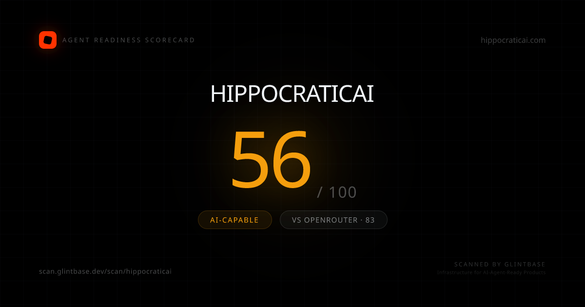 Hippocraticai Agent Readiness scorecard — 56/100