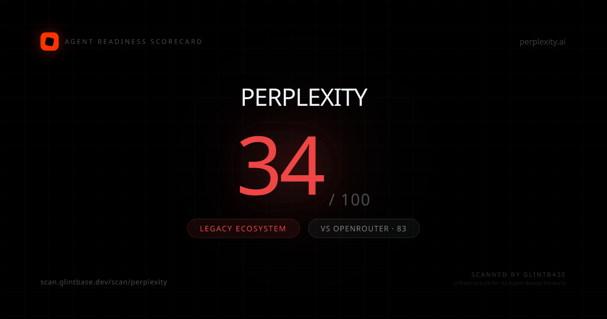 Perplexity Agent Readiness scorecard — 34/100