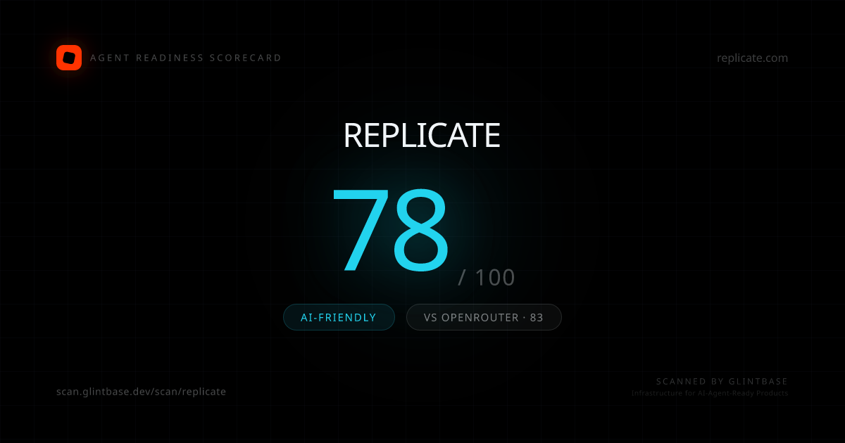 Replicate Agent Readiness scorecard — 78/100