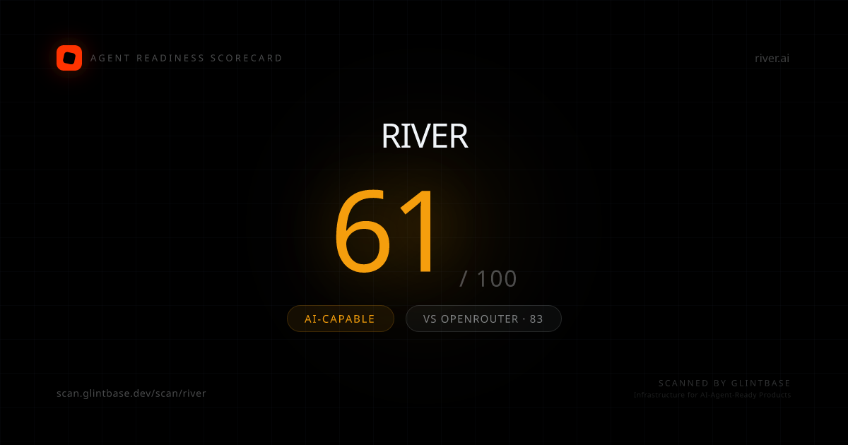 River Agent Readiness scorecard — 61/100