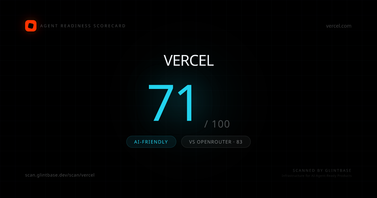 Vercel Agent Readiness scorecard — 71/100
